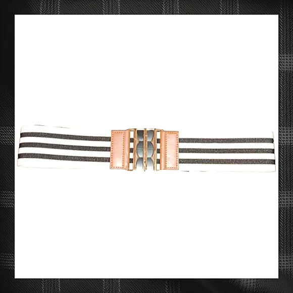 Charlotte Russe Black & White Wide Elastic Best Size Lg - Picture 4 of 6